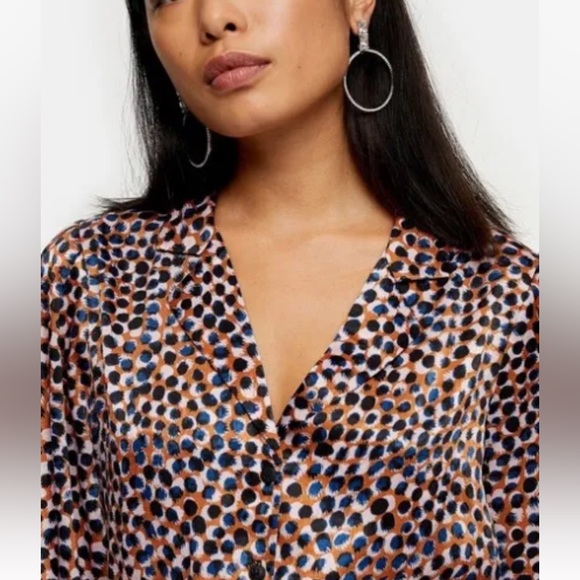 2 for $29 | Topshop Button Down Polka Dot Print Shirt - Picture 3 of 8